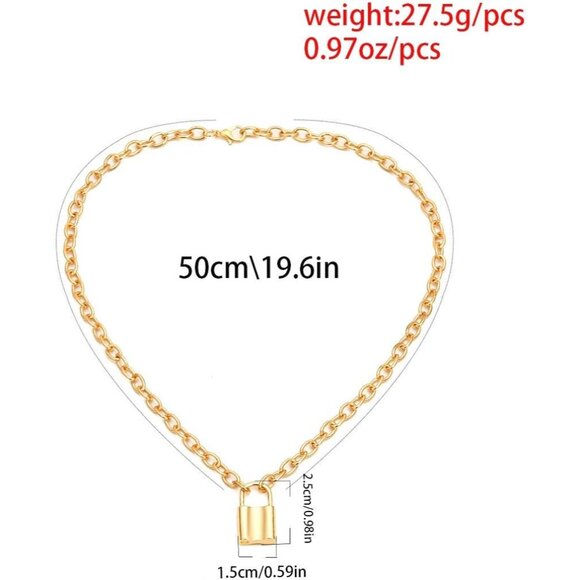 Lock Key Pendant Necklace Alloy Multilayer Long Chain Punk Choker Jewelry - Picture 4 of 4